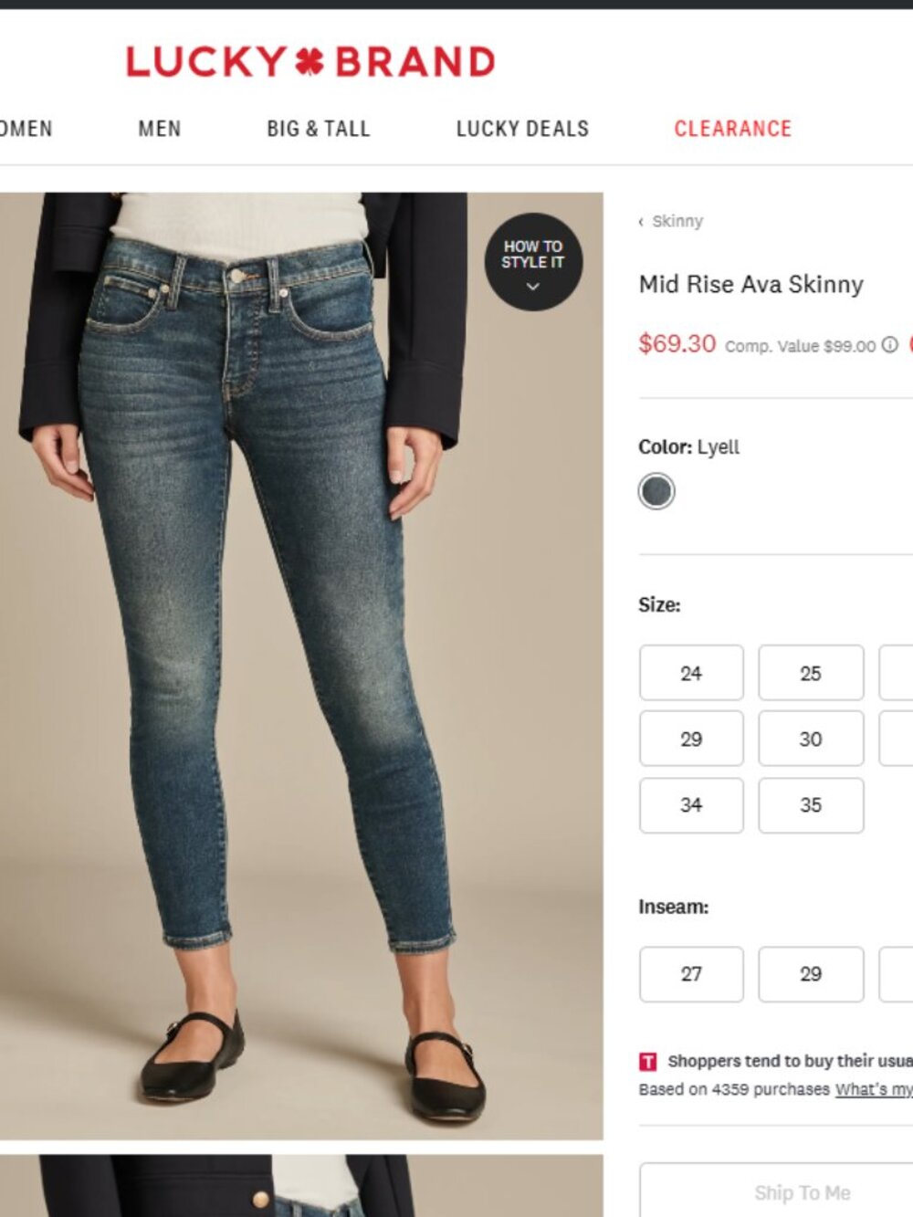 Lucky Brand Jeans AVA- Sz 14/32